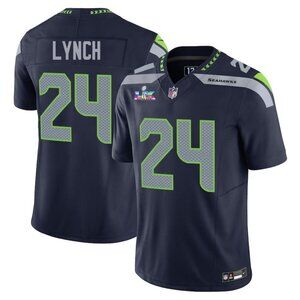 Mens or Youths Choose Marshawn Lynch Super Bowl LX Stitched Jersey Navy Vapor